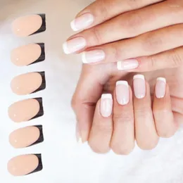 False Nails 1 Set French Faux Ultra-Thin Removable Extend Nail Full Cover Press On DIY Fake With Glue For Salon