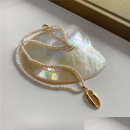 Argento New Vintage Collane di perle d'acqua dolce naturali per le donne 100 925 Sterling Sier Shell Collana con ciondolo con perline rotonde Drop Delive Dhaoc