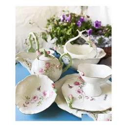Dishes Plates Embossed Flowers Ins Elegant Small Bowl Snack Large Plate Swing Portable Blue Fruit Drop Delivery Home Garden Kitche Dh8Fr