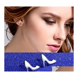 Stud Fashionable Women 925 Sterling Sier örhängen Högklackade smycken Tillbehör Brincos för flickor Drop Delivery OTJ5U