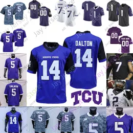 Maglie da calcio Maglie da calcio TCU Horned Frogs Maglia da calcio NCAA College Andy Dalton LaDainian Tomlinson Max Duggan Kendre Miller Jamoi Hodge Brown