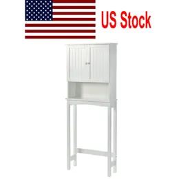 Gabinete de almacenamiento de baño sobre el almacén de EE. UU. Con el estante y dos puertas de almacenamiento que ahorra espacio fácil de ensamblar WF294604AAK