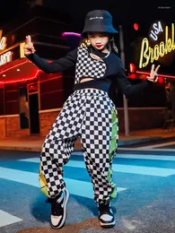 Stage Wear Costume dla dziewcząt Hip Hop Clothing Uprowade Tops Plaid Pants Modern Dance Concert Performt Rave BL7925