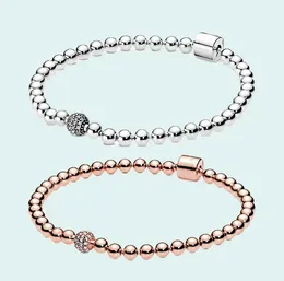 Neue 925 Sterling Silber Perlen Armband Für Frauen Stränge Joyeria Fina Para Mujer Armreif Fit Original Pandora DIY Charme Bransolet5204552