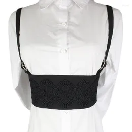 Bälten trendig design midjeband för kvinnor dubbel axel rem camisole cummerbund damer svart broderi tryckbälte ceinture femme