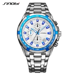 ساعة معصم Sinobi Stainless Steel Watchband Nute Dial Men Men Quartz Watches Man Fashion Sports ساعة الساعة