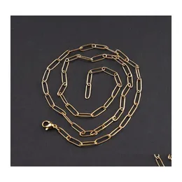 Łańcuchy szyjki papieru naszyjnik ze stali nierdzewnej Oddłużony link dla kobiet złoty kolor kołnierzyka biżuteria 805 r2 Drop dostawa otgmv