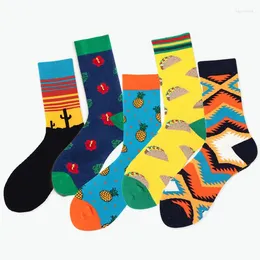 Men's Socks Big Size Cotton Fashion Harajuku High Quality Creative Man Woman Cartoon Fruit Skateboard Happy Funny Sokken