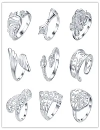 2016 Mieszane zamówienie 925 Srebrny pierścień Otwarcie Cool Party Biżuteria Klasyczna glamour Style Najwyższa jakość Tanie 9pcs Lot 1446345