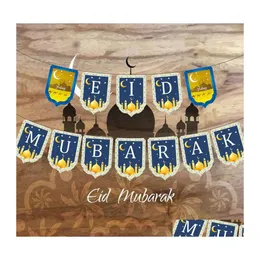 Banner Bandiere Eid Mubarak Ramadan Bunting Anno Forniture per decorazioni per feste islamiche Decorazione per la casa Consegna a goccia Giardino Festivo Dh8Uk