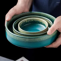 Bowls Creative Art Kiln Turned Ceramic Round Bowl Tableware Rice Large Soup Noodle Dessert Plate Restaurant Multi-size