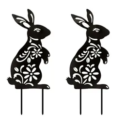 Påskfest kanin trädgårdsdekorationer stav svart kanin gård konst gräsmatta utomhus uteplats heminredning