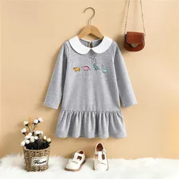 Girl Dresses Abito lavanda per bambini Baby Baby Kids Girls a manica lunga Cartoon Stampa Casual Principessa Christing per