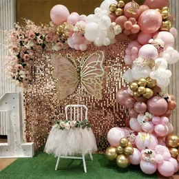 Другие декоративные наклейки 1 набор ретро -розовые белые воздушные шарики арка гирлянда набор 3D бабочка наклейка Diy