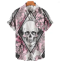 Mäns avslappnade skjortor Summer Horror Skulls 3D Printed Hawaiian For Men Holiday Beach Shirt Short Sleeve Button Men's Skeleton 5xl