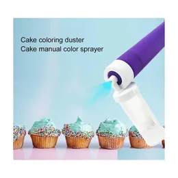 Backen Gebäck Werkzeuge Kuchen Färbung Duster Manuelle Spray Tube Airbrush Pumpe Für Dekoration Küche Zubehör Lila Drop Lieferung Ho Dhk7T