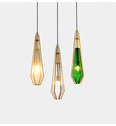 Pendant Lamps Nordic Bar Diamond Postmodern Restaurant Personality Creative Art Bedside Glass Single Head Small Chandelier