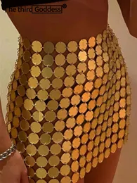 Skirts Sexy see through metal sequin mini skirt women summer micro club beach party y2k streetwear s rave outfit 230110