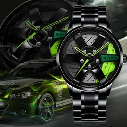 Armbandsur 2023 Fashion 3D Sport Car Wheel Watch Men's Unique Quartz Luxury Watches