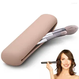 Lagringslådor Trendiga resor Makeup Brush Holder Silicon Material Portable för att göra dig redo att resa kosmetiska fallarrangörer