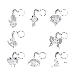 Keychains lanyards Noosa mode trendig fiskfj￤ril Dolphin Crystal Rhinestone Snaps bilv￤ska Keyrings Fit 18mm Snap -knappar DIY DHAVJ