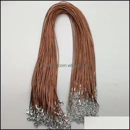 Fio de cordão por atacado de 1,5 mm de couro de cera de cera corda de lagosta de corrente de 45cm para jóias fazendo entrega de 100pcs/lote de queda fi dhsk9