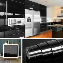 Bakgrundsbilder glänsande svart diy självhäftande kök skåp tapeter vattentäta vägg klistermärken kontakt papper renovering heminredning film