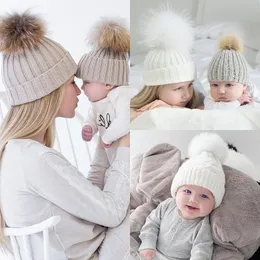 CAPS HATS 2st Mor Kid Baby Child Warm Winter Knit Beanie Fur Pom Hat Crochet Ski Cap 230111
