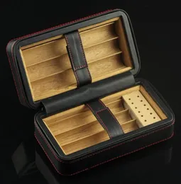 Última versión, cuero de cuero de cuero de cuero forrado de madera portátil de cigarro de viaje Humidor tiene 6 recuentos con humidificador3563780
