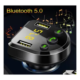 Bluetooth Car Kit Беспроводные руки 5.0 FM -передатчик MP3 -плеер обнаружение напряжения напряжения двойное USB -заряд