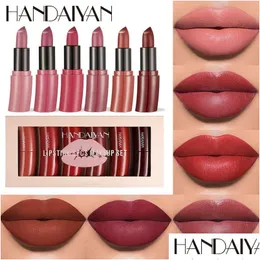 Szminka handaiyan arc matte set 6pcs Rich Colours Veet krem ​​nawilżający długość łatwa do noszenia piękno maquillage luksusowe makijaż del dhxhk