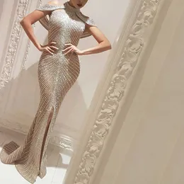 Nowe ubrania damskie Vestidos Prom Evening Sukienka cekinowa dzielona bez rękawów Bodycon seksowne szczupłe sukienki na specjalne okazje