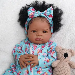 Dolls ADFO 17 Inches Reborn Bebe Lanny 43 cm Reborn toddler Black Skin Finished Baby Realistic born Dolls Gift 230111