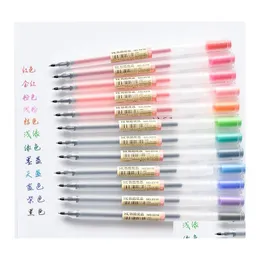 Gelpennor Creative12 PCS/Lot Pen 0,5 mm Färgbläck Markör Skrivare STILLS STILKONTORIKONTORIESERA GIFT Drop Delivery Busines DHT2R