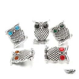 Inne komponenty HQ Snap Button Biżuter Colorf Rhinestone Owl 18 mm 20 mm metalowe przyciski Snaps Fit Bransoletka Noosa ZA003 DEL DHLH0