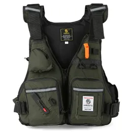 Gilet da uomo Giubbotto di salvataggio professionale Giubbotto salvagente Gilet da pesca portatile Multi-tasche Gilet regolabile per pesca in mare impermeabile 230111