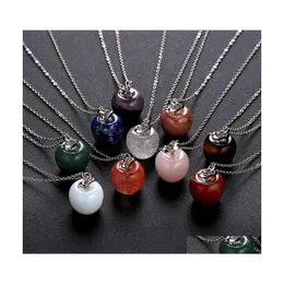 Pendant Necklaces Natural Stone Crystal Apple Necklace Woman Sweater Chain Christmas Eve Gift Drop Delivery Jewelry Pendants Dhci4