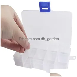 Aufbewahrungsboxen Mülleimer transparenter Plastikbox Schmuck 10 Gitter Ohrring Ring Halskette Halsreiche Hülle Drop Lieferung Home Gard Dhgarden DHO68