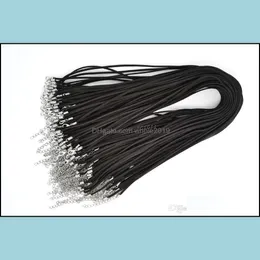 Fio de cordão atacado 100pcs/lote preto coreano veet sier tone lobster clasp fit colars diy 21 ac39 jóias de entrega de gota encontre dh0z9