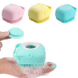 Badrum hund badborste massage handskar mjuk säkerhet silikon kam med schampo box husdjur tillbehör för katter dusch grooming verktyg ss0111