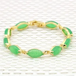 Link Bracelets Marquise forma verde jades esmeralds bracelete calcedônia pedra natural feminino garotas de jóias ligas de ornamentos