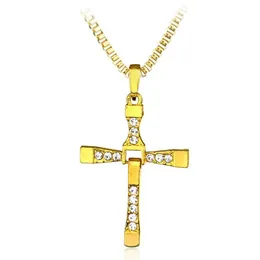 Kedjor klassiska strass hängande män kristall Jesus korsar guld långa halsband aktiviteter manliga gåva smycken tillbehör