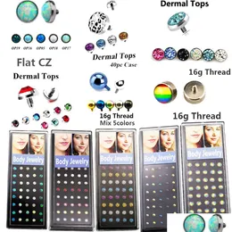 Midjekedjebälten 40pcscase 316l stål 16g opal mikro dermal ankare pärla topp piercing yta smycken droppleverans mode accessorie dhgwa