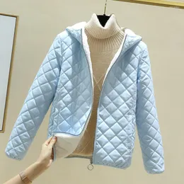 Casacos de trincheira feminina Jaqueta de inverno Casaco de algodão de outono para jaquetas com capuz cor sólida coreana moda coreana ropa Invierno Mujer