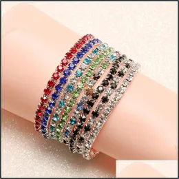 Bracciale elasticizzato con strass moda tennis Bracciale da sposa Regali di nozze Braccialetti brillanti di cristallo 1247 Q2 Gioiello con consegna a goccia Dhf04