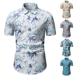 Erkekler sıradan gömlekler erkek etnik hawaii gömlek bluz 2023 moda kısa kollu lüks yaz plajı camisa hawaiana hombre