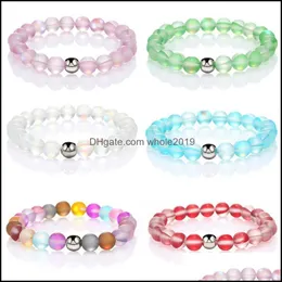 Z koraliki 8 mm Colorf Glass Crystal Strands Bracelets for Women Men Lover Elastic Bolerry Club Decor Dorad Dhc1y
