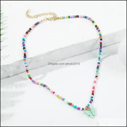 قلادة قلادة 4Color Bohemia Acrylic Resin Butterfly Beads Necklace for Women Party Summer Jewelry Gift 2021 Drop Delivery P Dh4tu