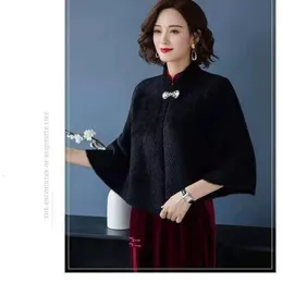 Kobiety Knits Tees Autumnwinter Pure Color Mashing Wool Blends ponchos ramię zapięcie krótkometrażowe płaszcz Cloak Gothic Shawl Cardigan 230111