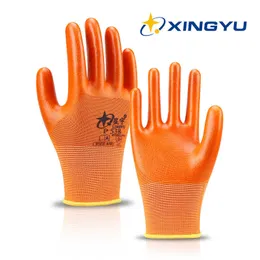 Xingyu Safety Work Glove PVC Coating Oil-Proof Industrial Gloves For Men Anti-Static Construction Garden Mechanic 1/3/6/12 Par